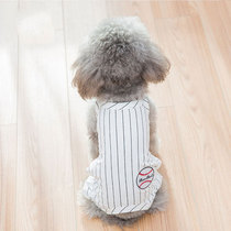 Erase Tea Dog Spring Dress Vertical Striped Baseball Harnesses Four Leggings Summer Thin breathable Bibear Teddy Pet clothes