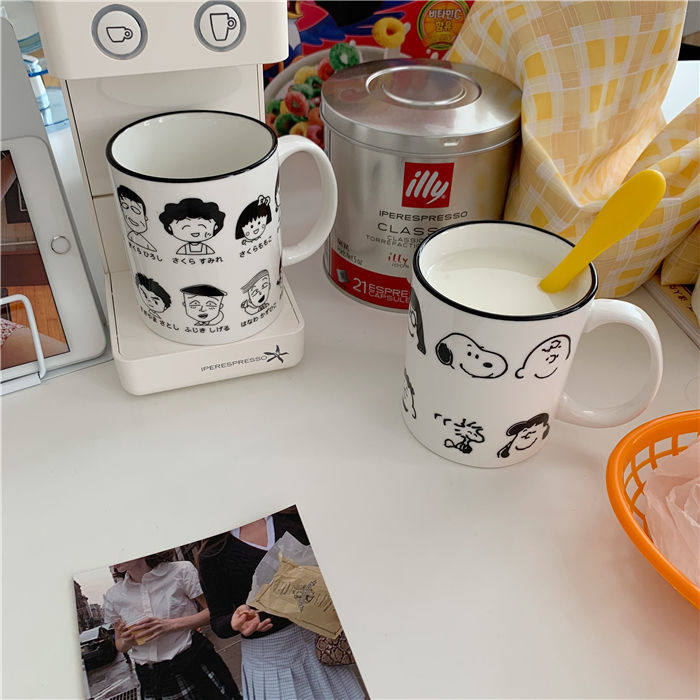 Ins ceramic cup creative student small balls cartoon mug couple water cup