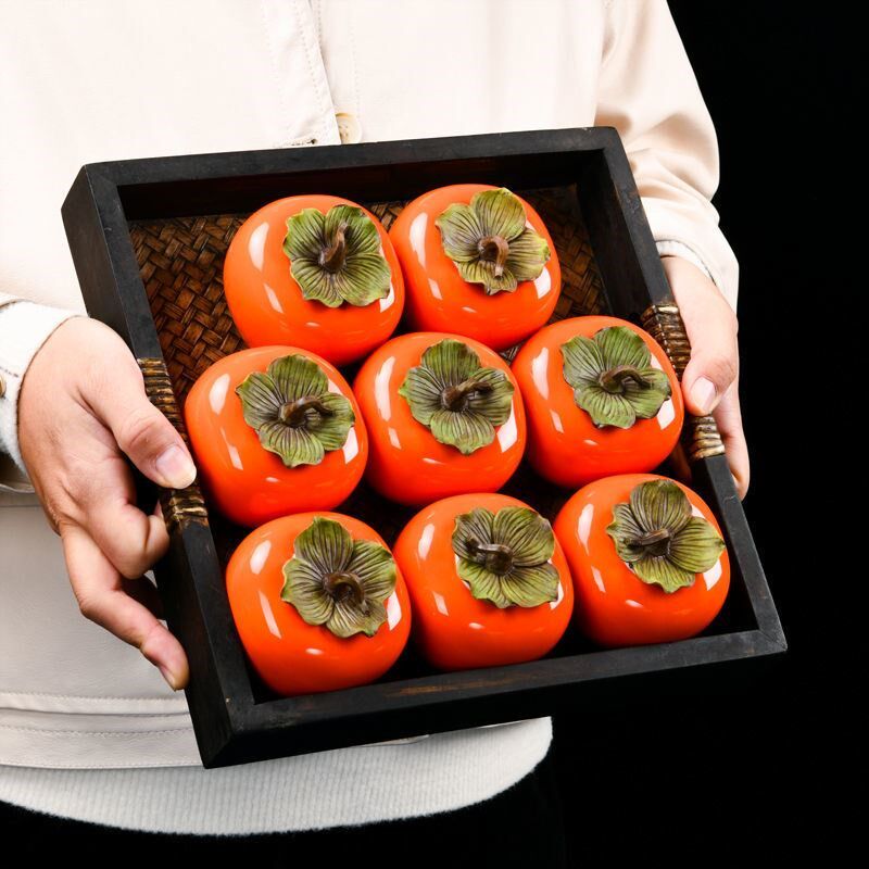 Persimmon tea pot ceramic tea pot tea packaging gift box empty good thing into double trumpet portable mini sealed anti