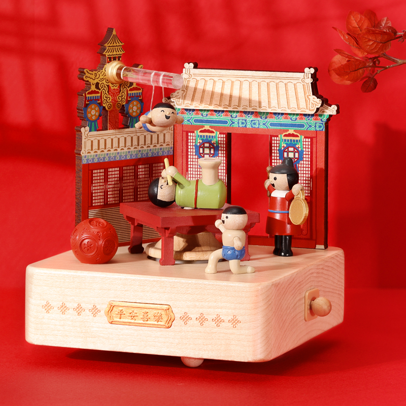 Sen Live Wooden Music Box Sankyo Audio Box Decoration Ping a Joy and Joy to Give Gift