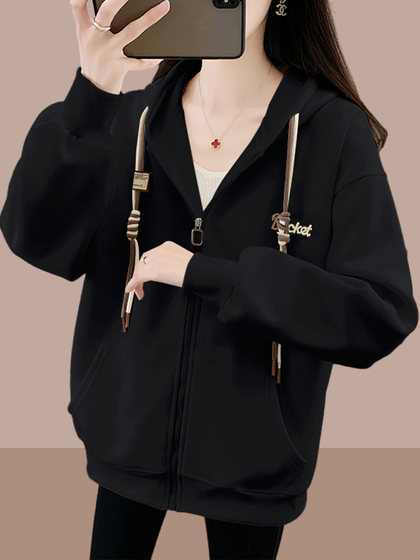 2025春秋新款女士短外套开衫连帽爆款卫衣宽松大码棒球服上衣薄款