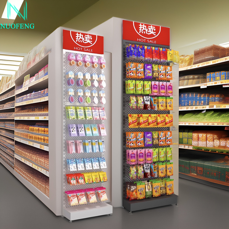 Supermarket Snack Display Rack, Socks, Small Accessories, Lip Balm, Toothbrush Promotion Display Shelf with Hooks
