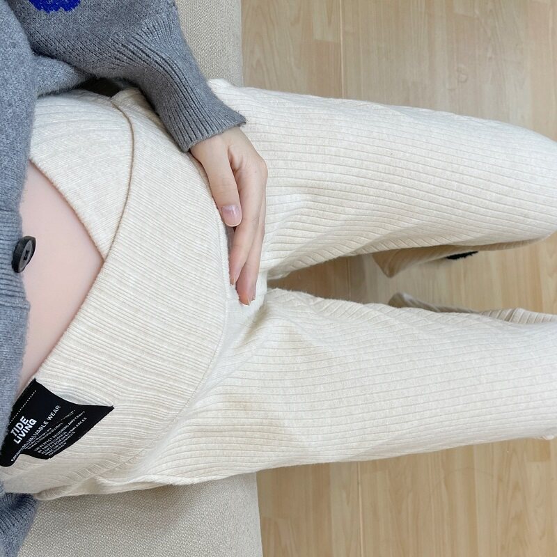 Pregnant women's pants in spring new pregnancy wear loose legs and thicken low waist winter pregnancy early in the long