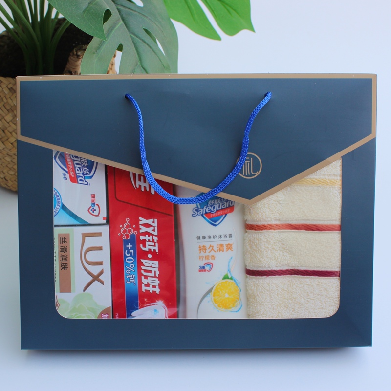 High-Temperature Resistant Employee Welfare Towel, Shower Gel, Soap Gift Box, Wedding and Celebration Return Gift Towel and Soap Set, Labor Insurance Group Purchase