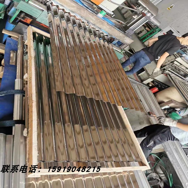 Stainless steel black corrugated plate concave and convex titanium alloy Great Wall plate silver water corrugated plate background signboard facade custom