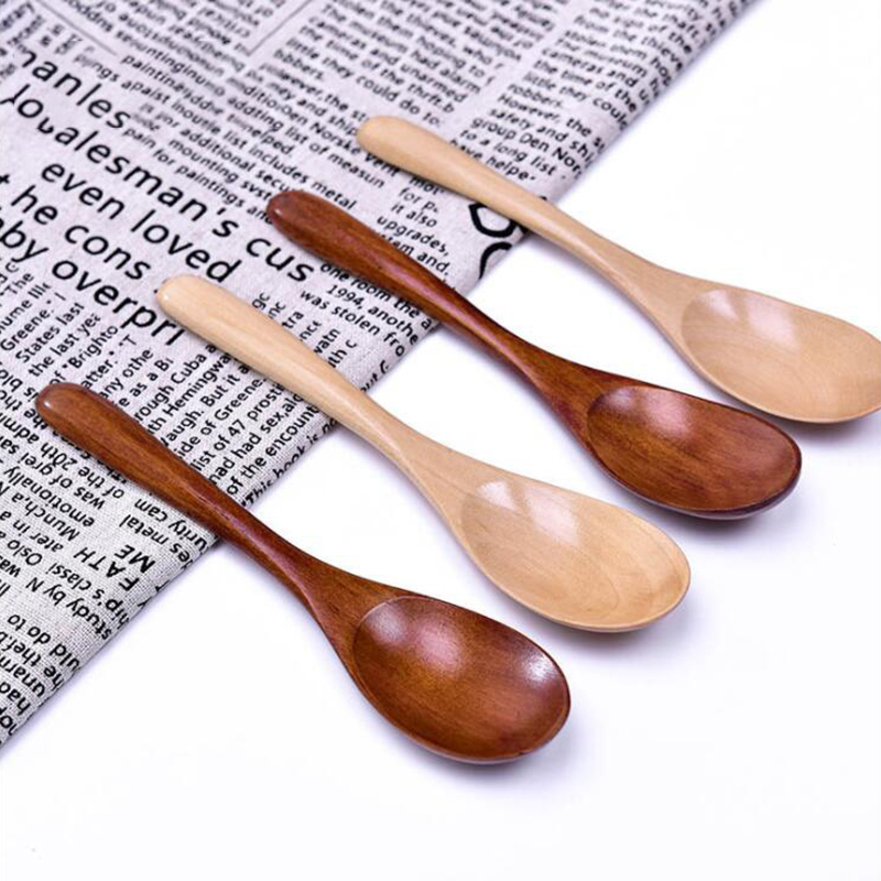 Japanese wooden spoon Solid wood tableware creative winding non-slip rice spoon Ice cream dessert spoon Soup spoon