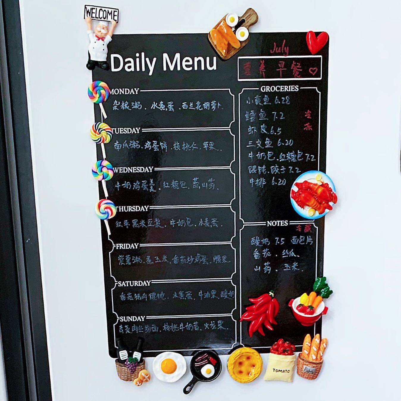 ns Eating Watch Preparation Black Fridge Stickup Plate Erasable Daily Scooters I Single Recipes Forgot To Record Small Blackboard-Taobao