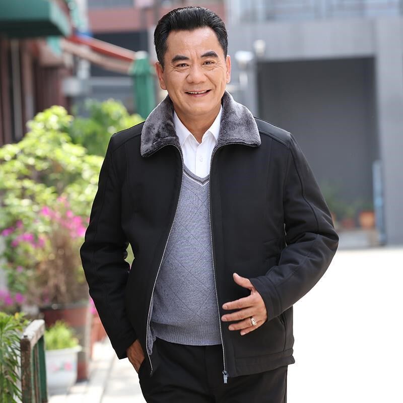 Dad winter plus velvet thick jacket 50 middle-aged and elderly people 60 winter clothes men 70 grandpa 80-year-old cotton clothes