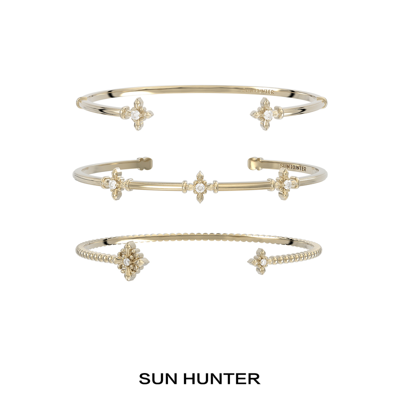 Sun Hunter Original Simple Four-Flower Iris Bracelet, Light Luxury Retro Bracelet, High-End Commuter Jewelry