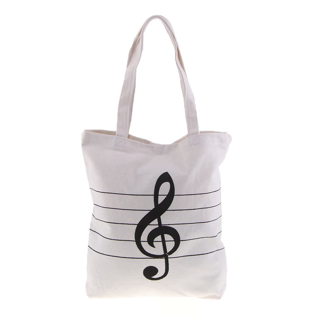 Music Symbols Print Canvas Tote Handbag Shoulder Shopping