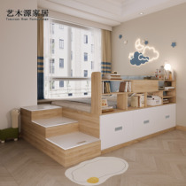 Custom Small Family Type Bookroom Integrated Bedroom Floating Window Bridging Bed Tatami High Case Storage Children Half Height Single Bed