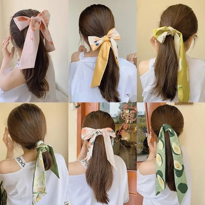Summer silk towels with female tie hair with hair strap hair band hair band 2021 New headscarf silk with zhead headwear