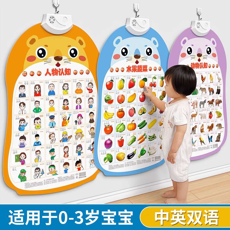 Baby Audio Early Education Wall Chart, Infant and Toddler Cognitive Learning, Speaking and Vocalization Educational Toys, Literacy Point Reading Wall Stickers