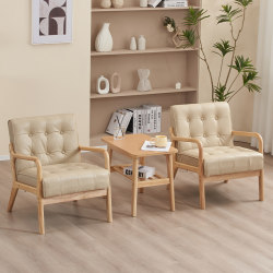 Nordic Solid Wood Sofa Chair Balcony Living Room Bedroom Study Leisure Negotiation Table and Chair Set Homestay Hotel Cafe