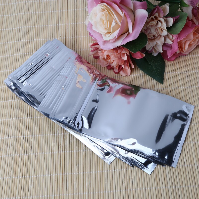 50 Pcs 10x17 5cm Silver Aluminum Foil Mylar Recloeable Bag F