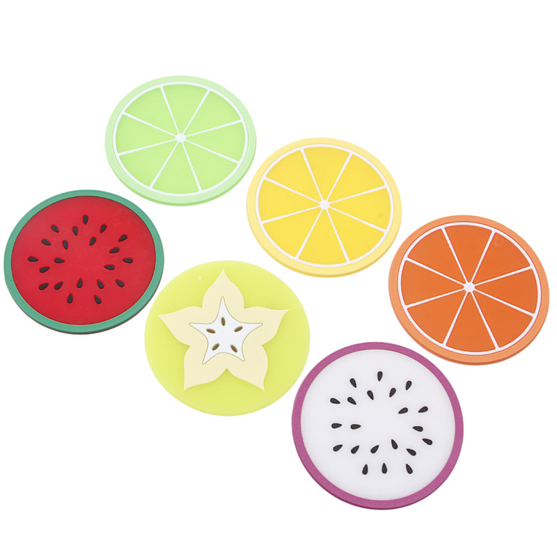 6pcs Fruit Coaster Colorful Silicone Cup Holder Drinks Mat T
