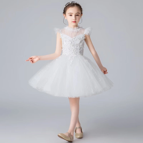 Детский наряд маленькой принцессы, белое платье девочки цветочницы, пианино, наряд для музыкальных выступлений, в западном стиле