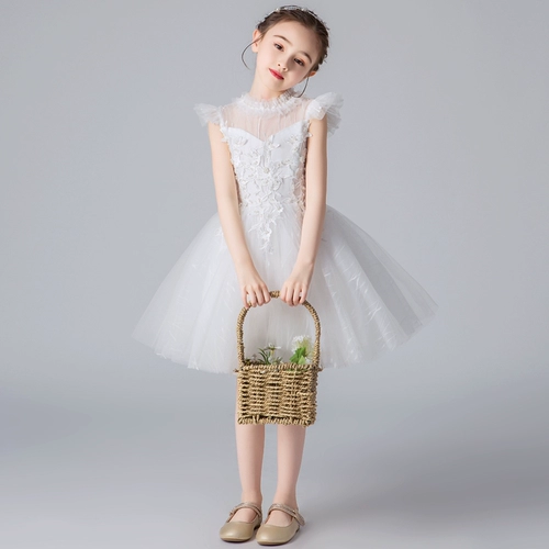 Детский наряд маленькой принцессы, белое платье девочки цветочницы, пианино, наряд для музыкальных выступлений, в западном стиле