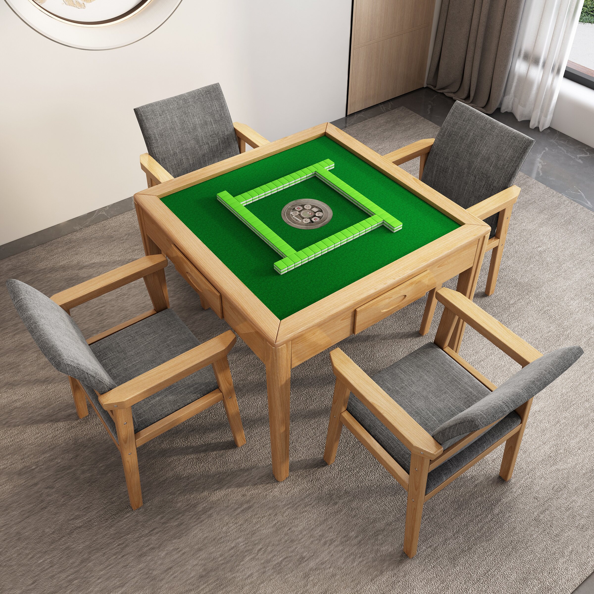 实木麻将机全自动麻将桌餐桌两用电动茶桌一体棋牌桌家用静音，聚会娱乐新宠儿！-自动麻将机-淘宝好物网