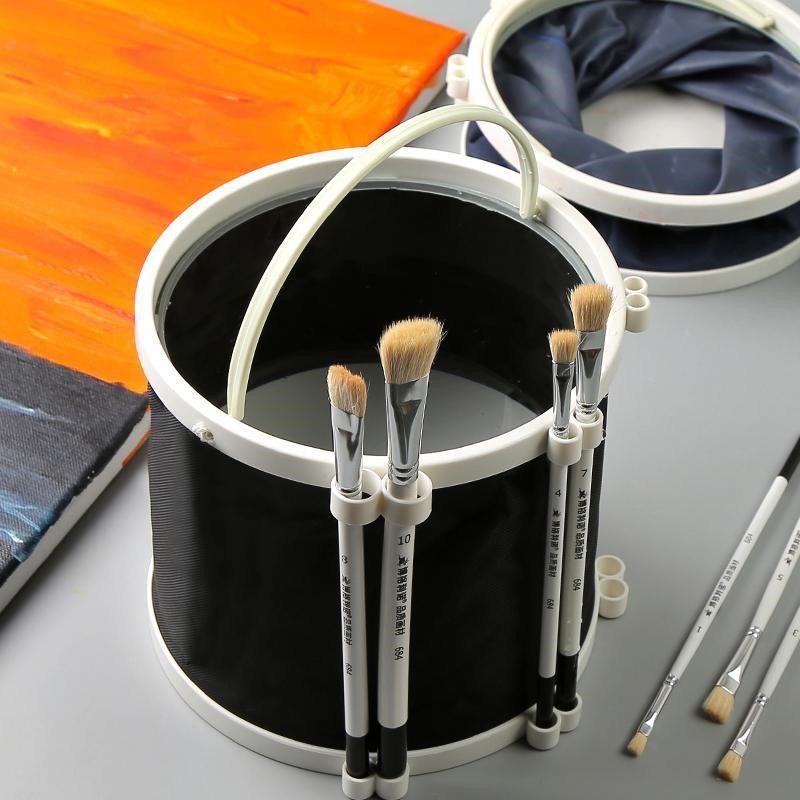 Thickened Portable Folding Bucket Spiral Rotating Pen Hole Design Retractable Canvas for Art Students
