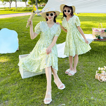 Parent-child wear girls summer dress 2024 new girls floral princess dress trendy older children mother and daughter dress