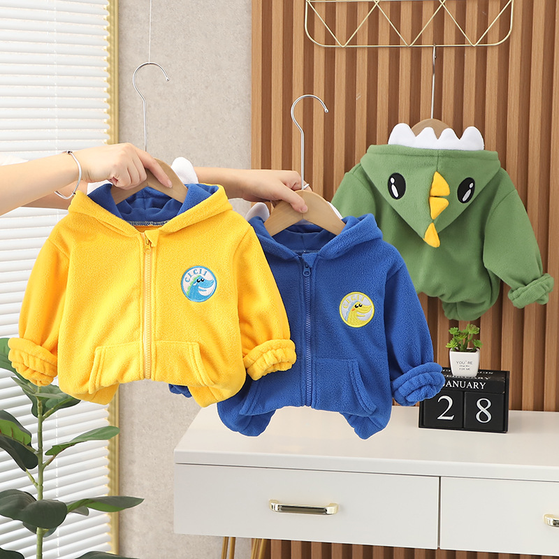Male and female children plus velvet autumn winter coat 2023 new foreign air baby baby winter casual blouses-Taobao