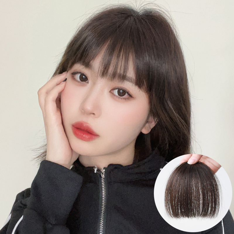 Natural-Looking Fake Bangs for Women, Cartoon-Style Fake Bangs, Real Hair Straight Bangs, Seamless Air Bangs Hairpiece