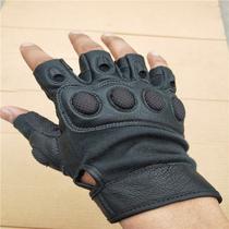 Half Finger Tactical Gloves Black Cqb Sheepskin Non-slip Male Protective Gloves