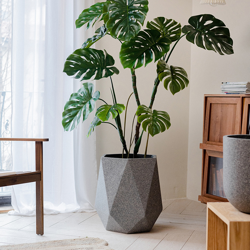 Bird of Paradise Flower Pot, Large Diameter Floor-Standing Potted Plant, Simple Nordic Style for Living Room, Money Tree, Peace Tree, Monstera