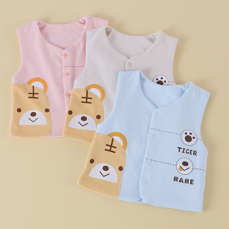 Baby cotton vest waistcoat newborn baby spring, autumn and winter boneless 0-1 years old outside wearing Western style double-layer vest