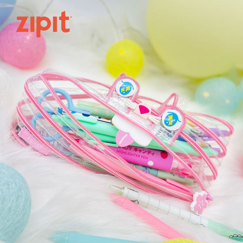 Zipit spring meta-gas full of cherry and snow meow Transparent Cherry Blossom Laced Pen Bag Israelisu Creative Laced Bag Girl Hearts Pink Pen Box Nine Wood Cherry Blossom pencil case