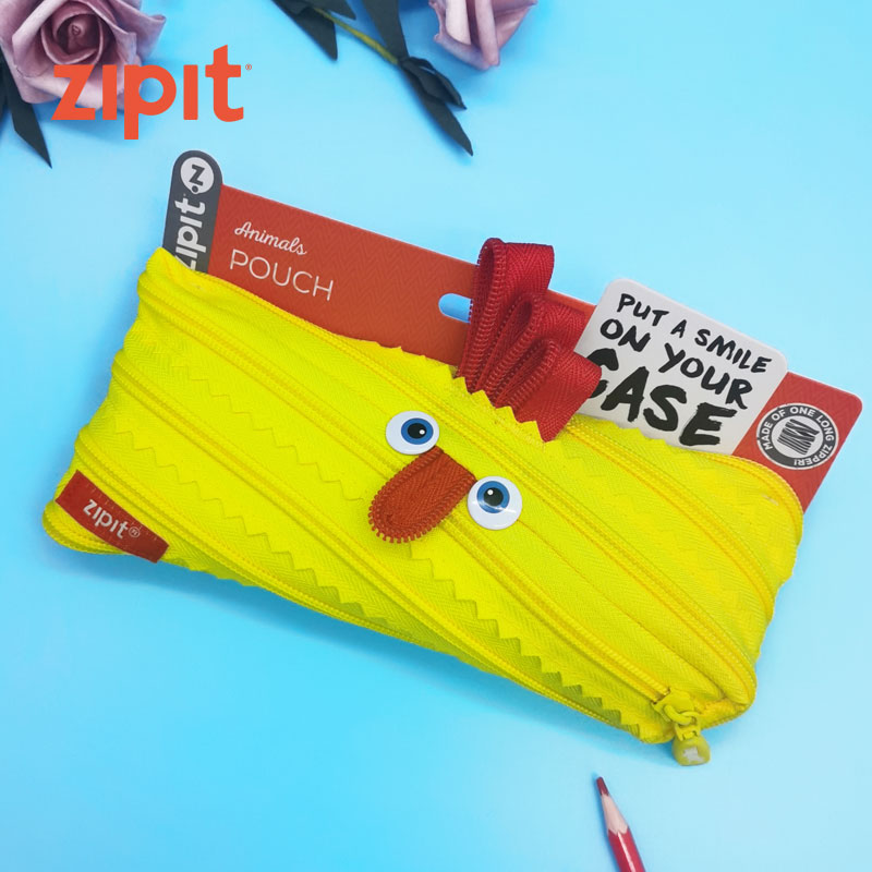 ZIPIT Creative Stationery Cartoon ChickCute zipper pen bag Student pen box popular personality tide students stationery cute girl makeup bag