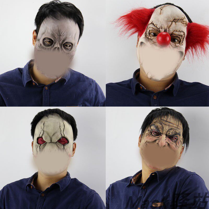 Halloween full face Skull skull head adult male and female universal clown mask horror headgear ghost house Bloody Funeral Veil