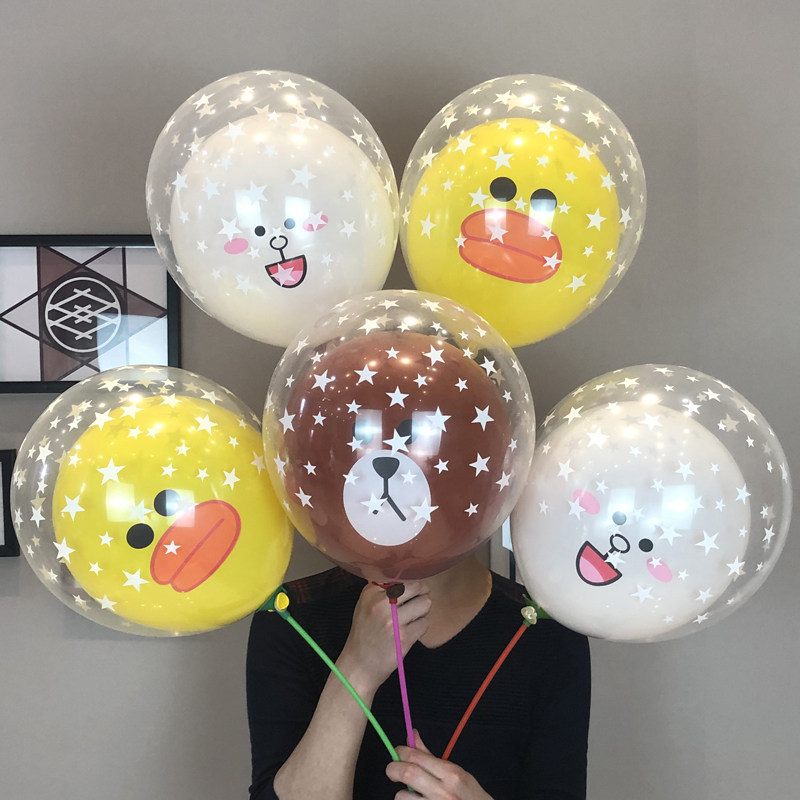 Double-layer balloon net red cartoon children's micro-business suction powder drainage push scan code small gift activity gift practical