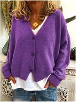 Spring Autumn Women Loose Knitted Sweaters Women V-neck