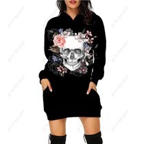 Long Sweatshirts Women Womens Flower Skull Print