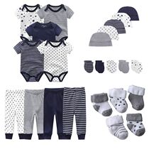 15 24Pieces Newborn Baby Rompers Pants Mittens Hats Socks
