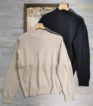 Naizaiga 100% merino wool Mock neck gray beading Women