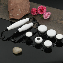 Ceramic handle white ceramic black handle European modern simple pastoral single hole handle cabinet door drawer