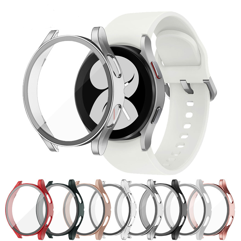 Suitable for Samsung Watch7 Watch Protective Case, Samsung Galaxy6 Protective Case, 5 Watch Case, Transparent Watch4 Case, Film Integrated Full-Cover Anti-Drop Case, Hard Shell Tempered Film Integrated Case, Matte Black