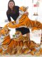 Plush Tiger Doll Pillow, Children's Birthday Gift, Cute Realistic Large White Tiger Stuffed Toy