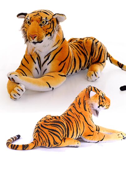 Plush Tiger Doll Pillow, Children's Birthday Gift, Cute Realistic Large White Tiger Stuffed Toy