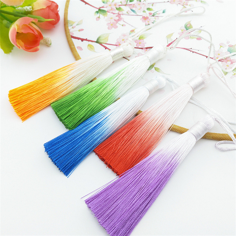 8cm Gradient Tassel Tassel Handmade DIY Decorative Polyester Bookmark Chinese Knot Hanfu Fan Falling Car Hanging Pendant