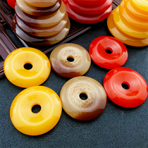 Resin imitation red agate horn honey Jishan natural amber handed down antique old beeswax safety buckle necklace pendant