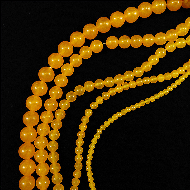 Yellow chalcedony round beads ice crystal jewelry Brazilian agate chalcedony natural authentic round beads loose beads