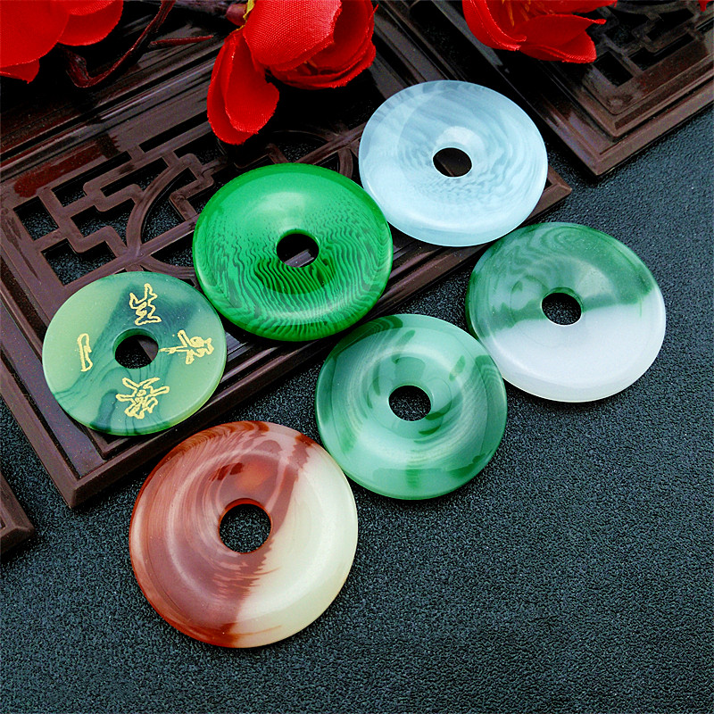 Imitation jade safety buckle accessories Chinese knot tassel accessories jewelry pendant DIY handmade accessories safety buckle pendant