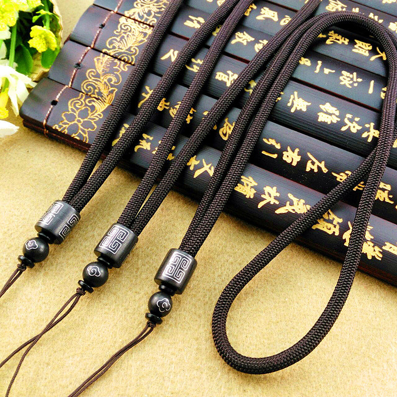 Sandalwood inlaid with silver silk handle pieces lanyard necklace rope DIY emerald jade pendant lanyard hand-woven high-grade rope