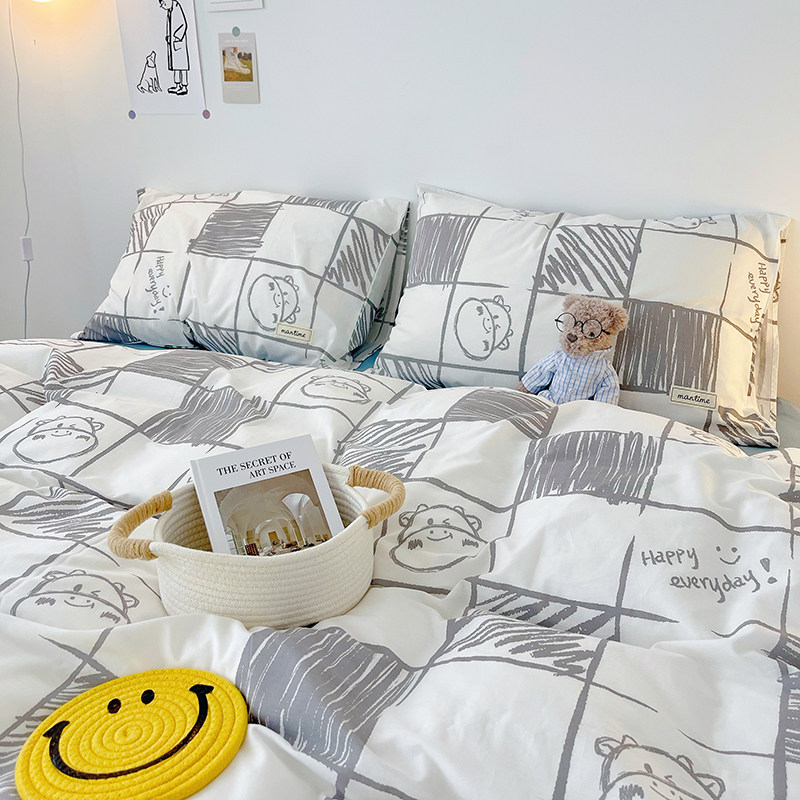 Quilt cover single piece pure cotton single 1 5m1 8m bed double 200x230 dormitory student cotton quilt cover spring and autumn