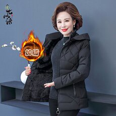 Одежда для дам 妈妈棉衣加绒加厚冬装洋气中年小棉服外套秋冬季中老年棉袄女短款