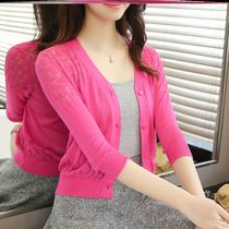 Summer shawl clothes spring and autumn small coat womens wild knitted sunscreen thin waistcoat short cardigan skirt outside